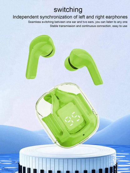 Air 31 Earbuds Transparent design with Deep BASS and Battery display TWS ( Random Color )