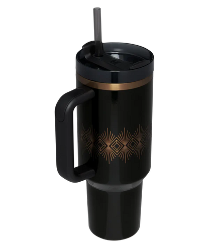 Deco Collection Quencher H2.0 FlowState™ Tumbler | 40 OZ - Black Gloss Deco