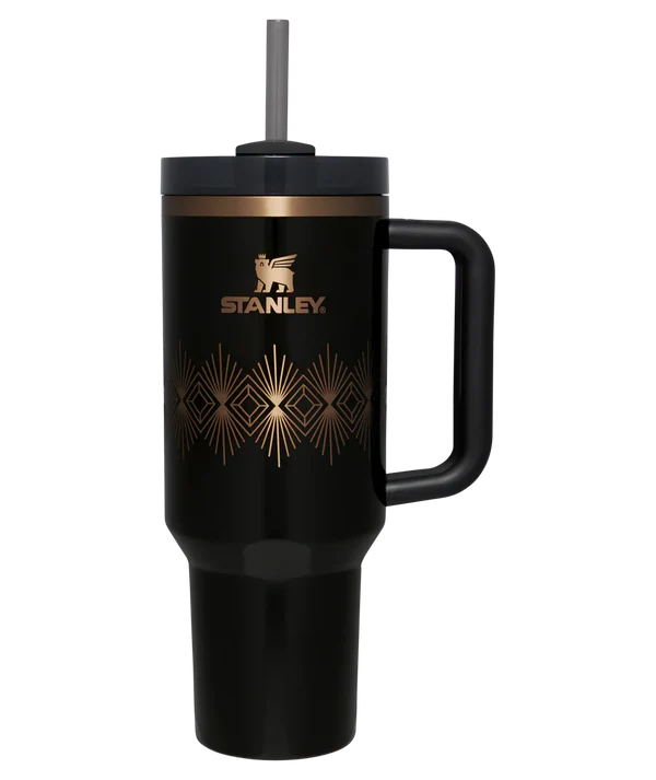 Deco Collection Quencher H2.0 FlowState™ Tumbler | 40 OZ - Black Gloss Deco