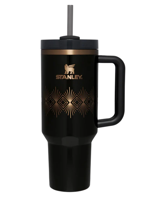 Deco Collection Quencher H2.0 FlowState™ Tumbler | 40 OZ - Black Gloss Deco