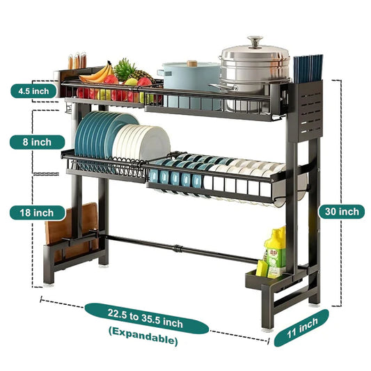 Expandable 2-Tier OverSink Dish Drying Rack