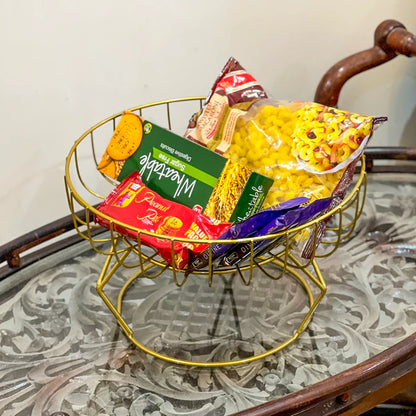 Metal Golden Fruits & Snacks Display