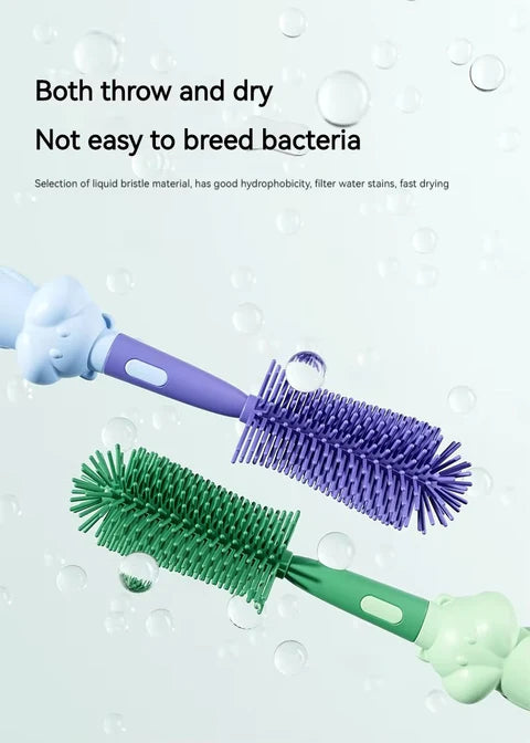 3-in-1 Silicone Baby Bottle Cleaning Brush Set – Pacifier, Straw, and Bottle Scrubber