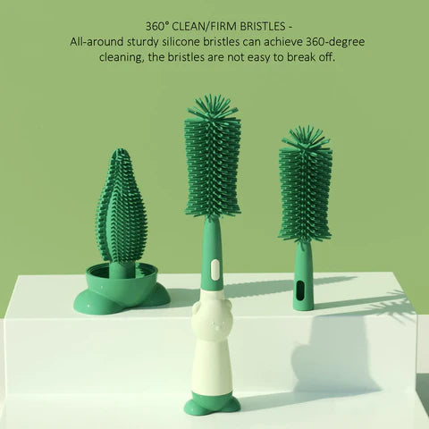 3-in-1 Silicone Baby Bottle Cleaning Brush Set – Pacifier, Straw, and Bottle Scrubber