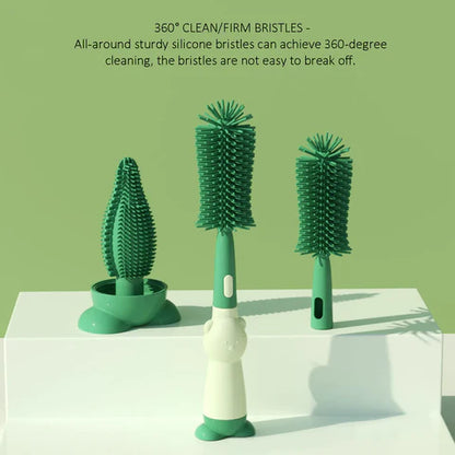 3-in-1 Silicone Baby Bottle Cleaning Brush Set – Pacifier, Straw, and Bottle Scrubber