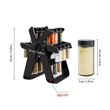 Spin & Store Spice Holder with 18 (Glass) Jars