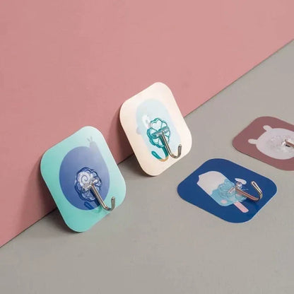 Pack Of 2 - Cute Cartoon Design Wall Sticker Hook (Random Design)
