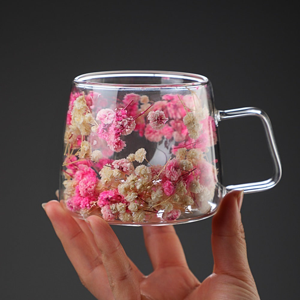 Double Wall Glass Cup Dry Flowers