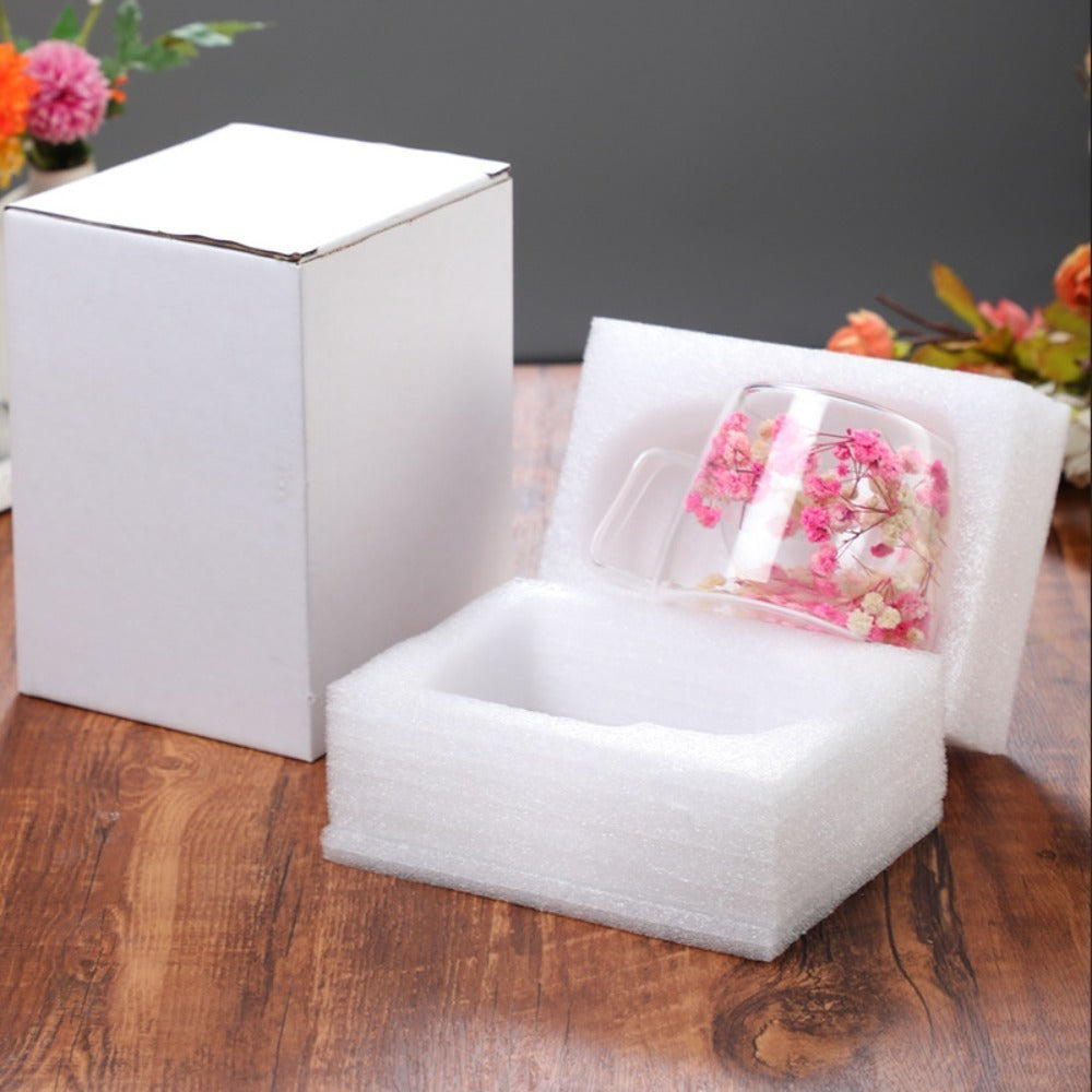 Double Wall Glass Cup Dry Flowers