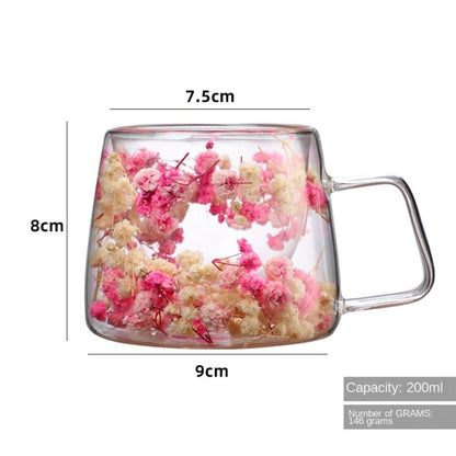 Double Wall Glass Cup Dry Flowers