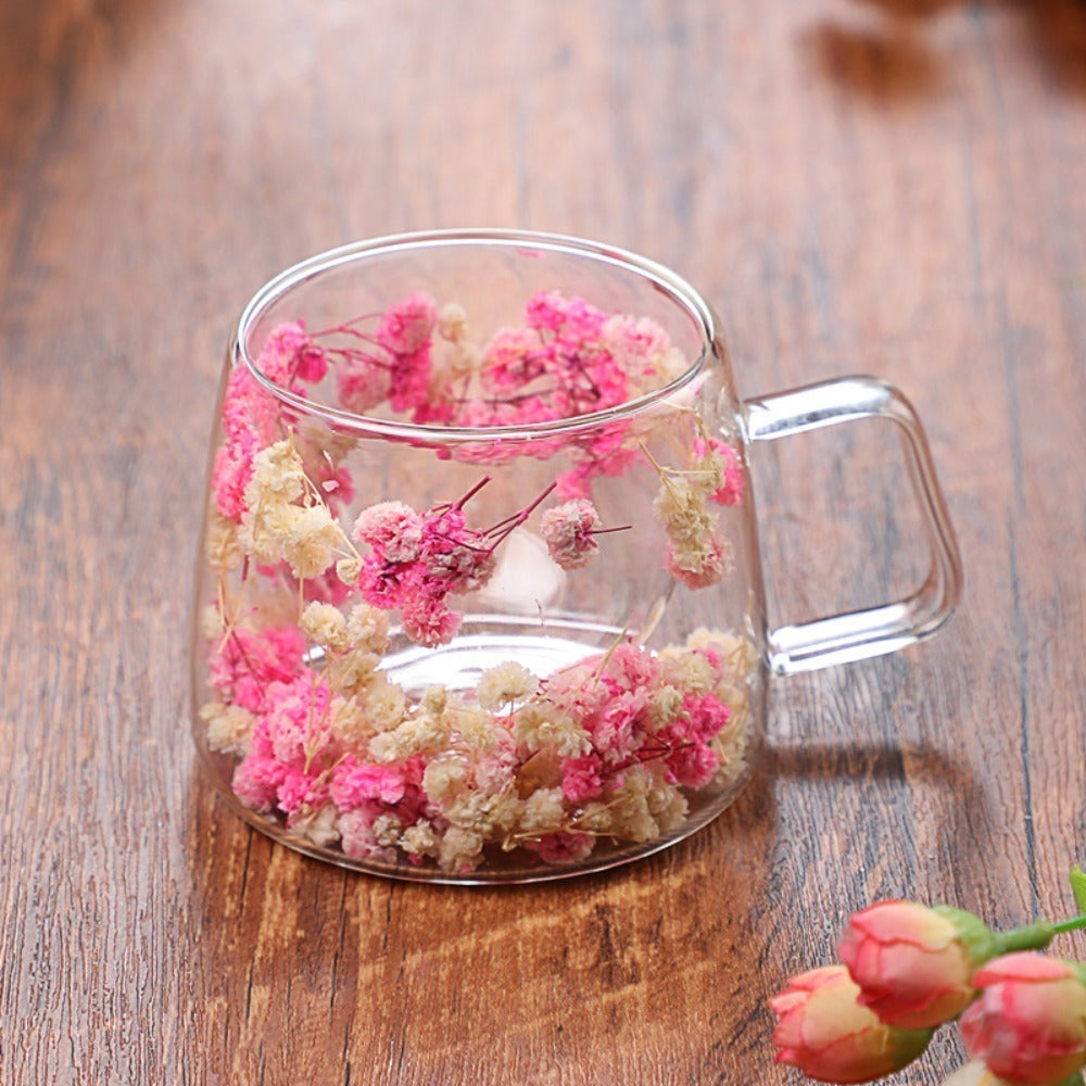 Double Wall Glass Cup Dry Flowers
