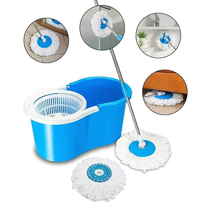 Spin Mop Set with 2 Microfiber Refill