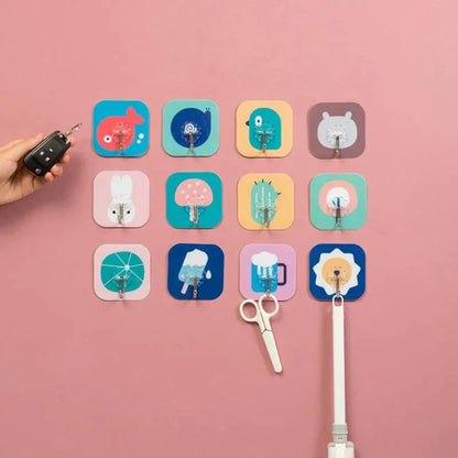 Pack Of 2 - Cute Cartoon Design Wall Sticker Hook (Random Design)