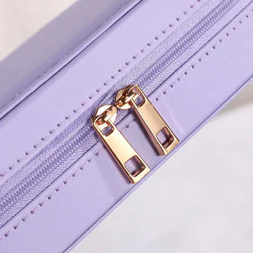 Zipper Jewelry Storage Box With Mirror