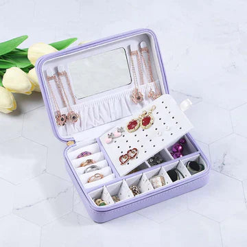 Zipper Jewelry Storage Box With Mirror
