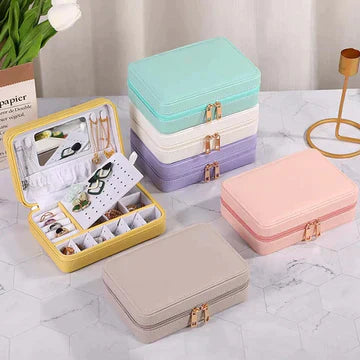 Zipper Jewelry Storage Box With Mirror