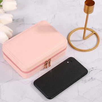 Zipper Jewelry Storage Box With Mirror