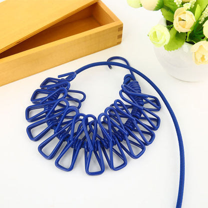 1.8m Portable Clothesline With 12 Clips Windproof Retractable Rack Clip Hangers Clothes Line