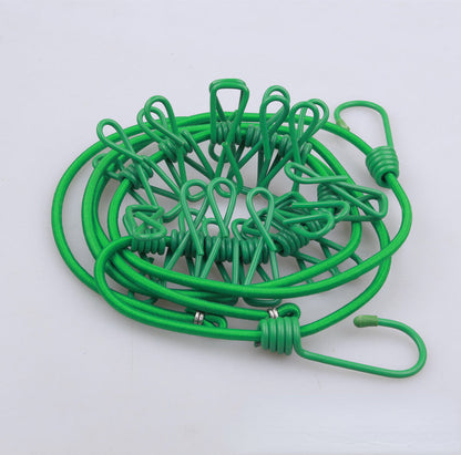 1.8m Portable Clothesline With 12 Clips Windproof Retractable Rack Clip Hangers Clothes Line