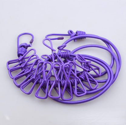 1.8m Portable Clothesline With 12 Clips Windproof Retractable Rack Clip Hangers Clothes Line