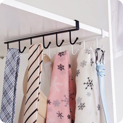 Cabinet Under Shelf 6 Hooks Iron Hanging Rack