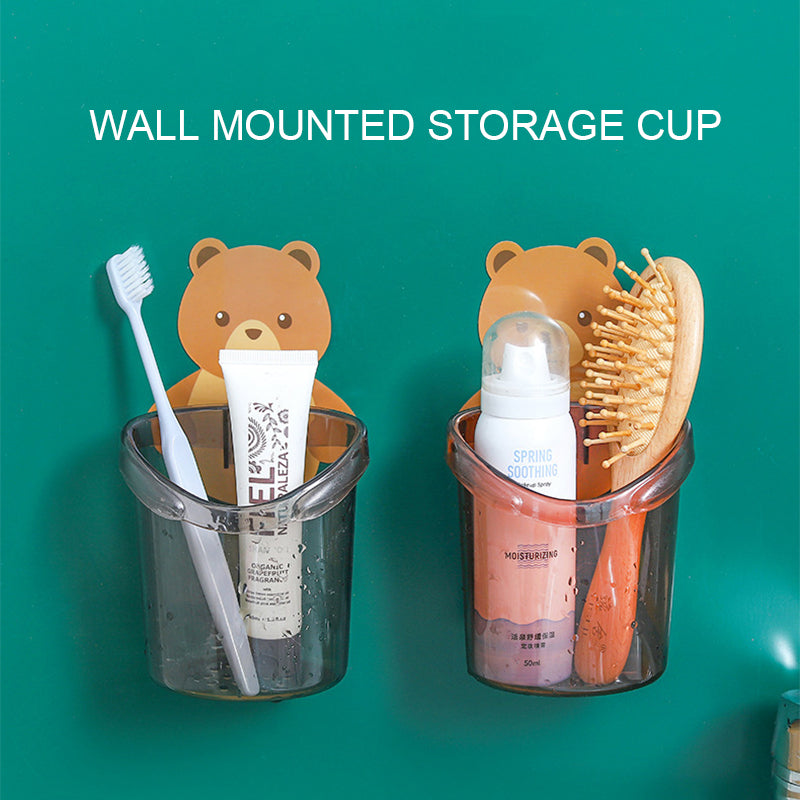 Bear Toothbrush Holder Cup Wall Mounted