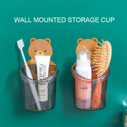 Bear Toothbrush Holder Cup Wall Mounted