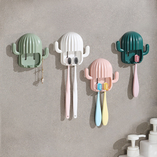 Wall-Mounted Cactus Toothbrush Holder