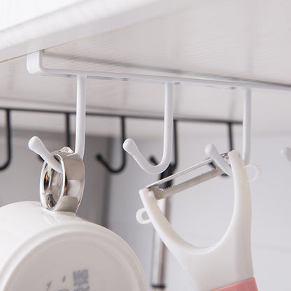 Cabinet Under Shelf 6 Hooks Iron Hanging Rack