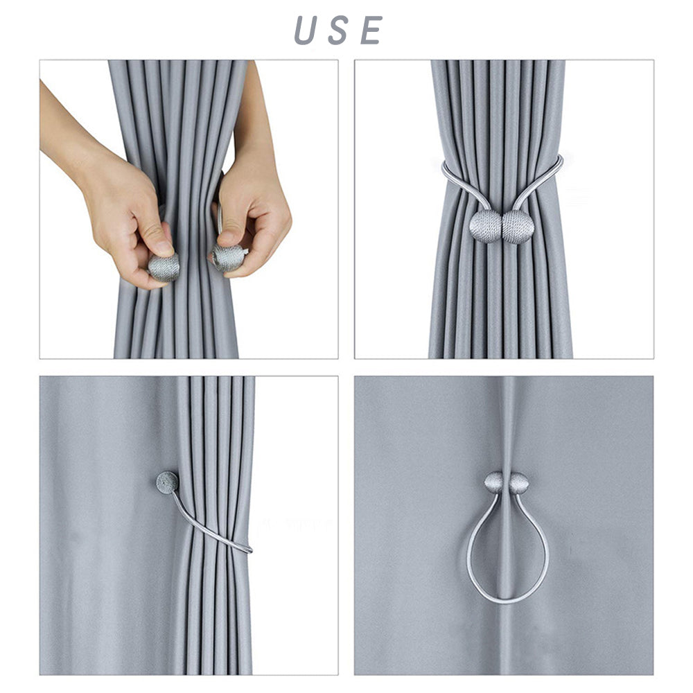 Magnetic Pearl Ball Curtain Tiebacks Clips 2Pcs