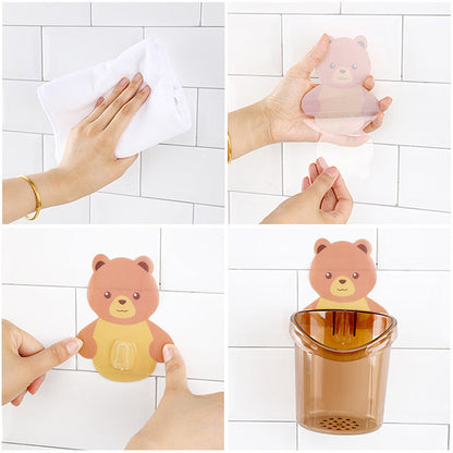 Bear Toothbrush Holder Cup Wall Mounted
