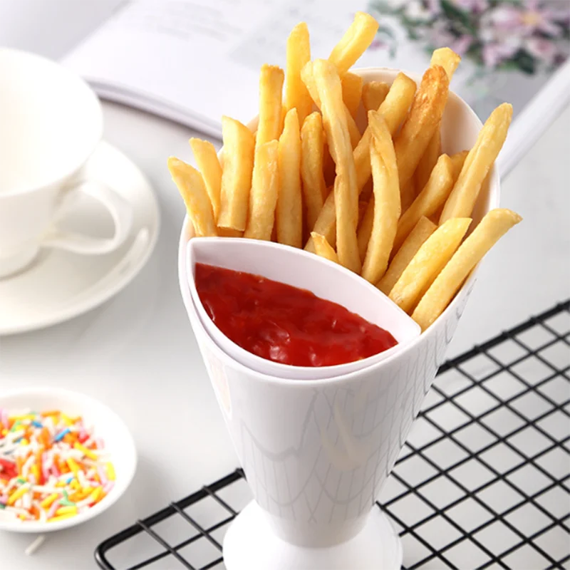 French Fries Dip Cone Cup With Sauce Holder