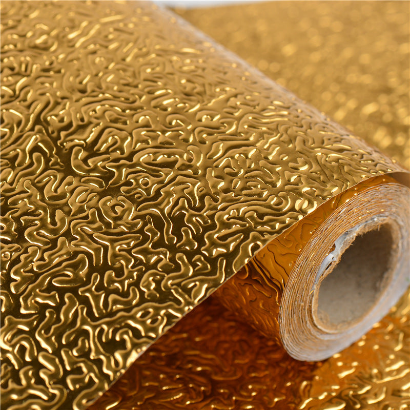 Oil Proof Aluminium Adhesive Sheet Stove Top - Golden - 60 X 200 Cm