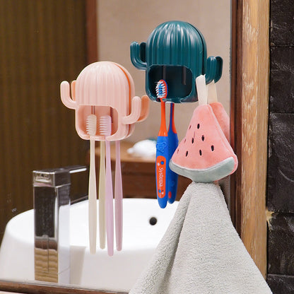 Wall-Mounted Cactus Toothbrush Holder