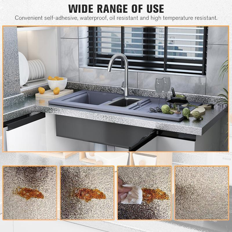 Oil Proof Aluminium Adhesive Sheet Stove Top - Silver - 60 X 200 Cm