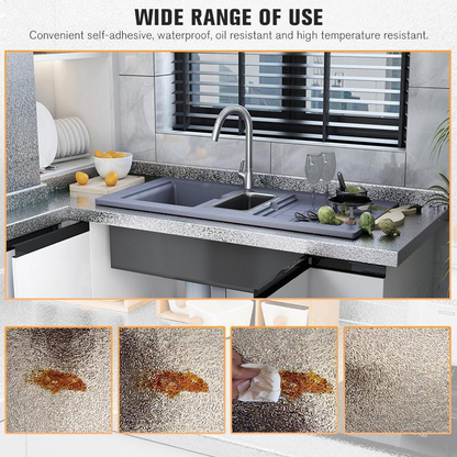 Oil Proof Aluminium Adhesive Sheet Stove Top - Silver - 60 X 200 Cm