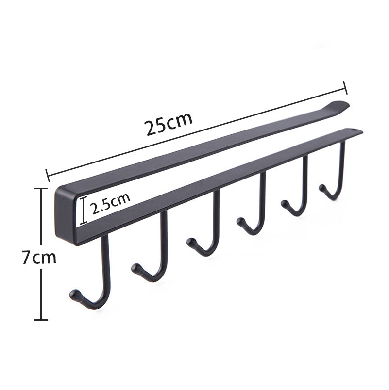Cabinet Under Shelf 6 Hooks Iron Hanging Rack