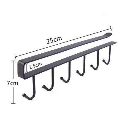 Cabinet Under Shelf 6 Hooks Iron Hanging Rack