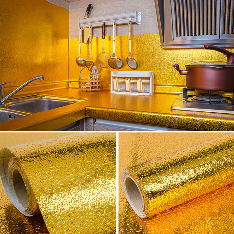 Oil Proof Aluminium Adhesive Sheet Stove Top - Golden - 60 X 200 Cm