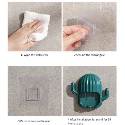 Wall-Mounted Cactus Toothbrush Holder