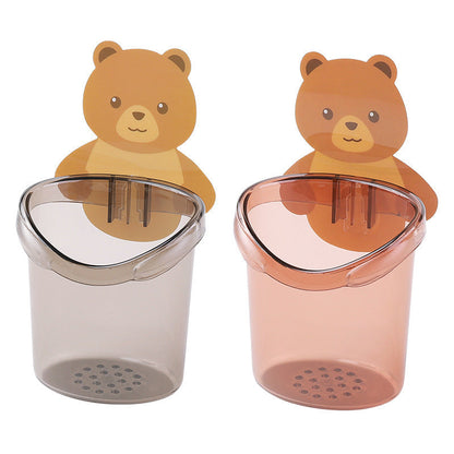 Bear Toothbrush Holder Cup Wall Mounted