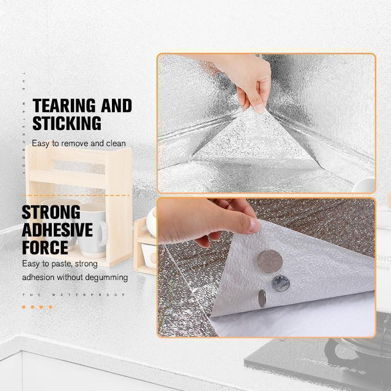 Oil Proof Aluminium Adhesive Sheet Stove Top - Silver - 60 X 200 Cm