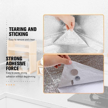 Oil Proof Aluminium Adhesive Sheet Stove Top - Silver - 60 X 200 Cm