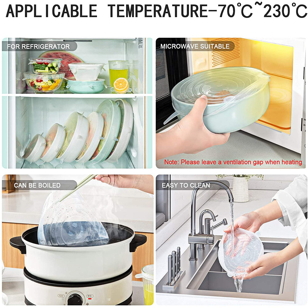 6 Pcs Silicone Covers Lid - Airtight Bowl Cover Lid