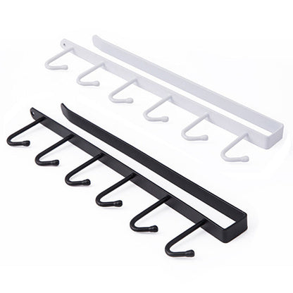 Cabinet Under Shelf 6 Hooks Iron Hanging Rack