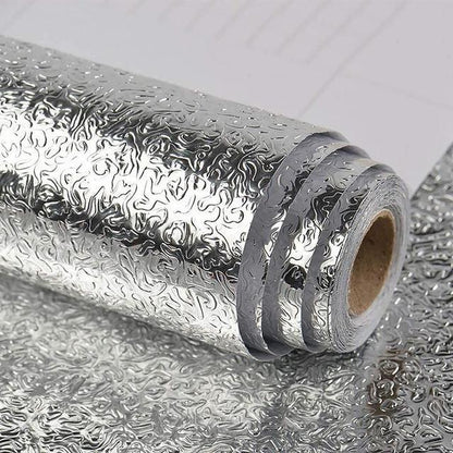 Oil Proof Aluminium Adhesive Sheet Stove Top - Silver - 60 X 200 Cm