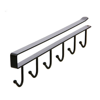 Cabinet Under Shelf 6 Hooks Iron Hanging Rack