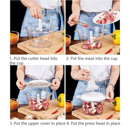 Manual Food Chopper Hand-Press