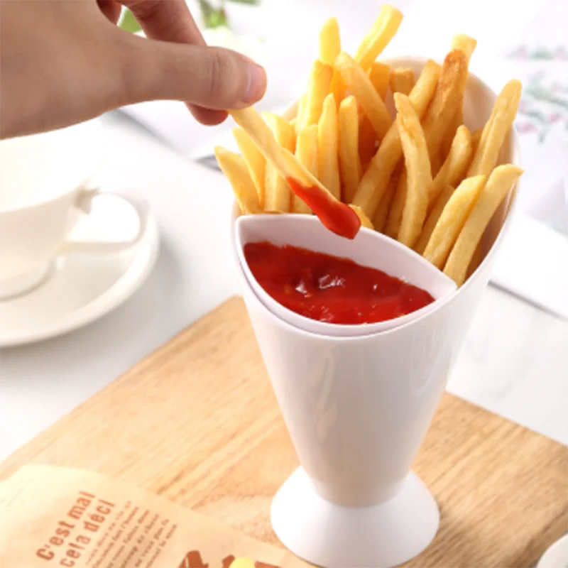 French Fries Dip Cone Cup With Sauce Holder