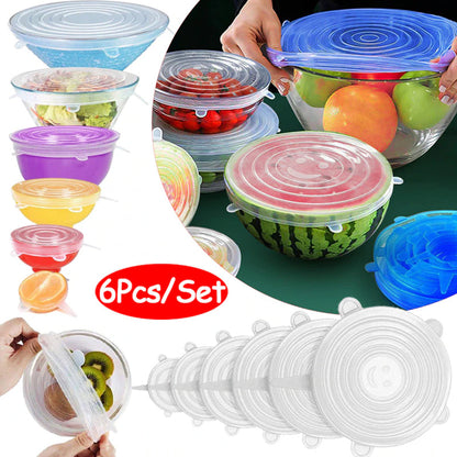 6 Pcs Silicone Covers Lid - Airtight Bowl Cover Lid
